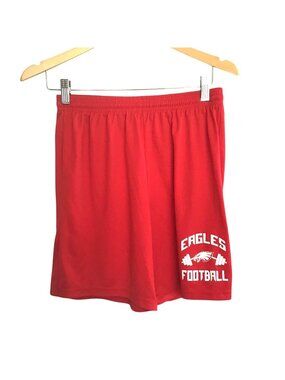 A4- BOY ELASTIC WAIST RED TRAINING SHORTS REGULAR FIT SIZE YOUTH X-LARGE (18-20)
